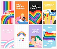 Rainbow template psd LGBTQ pride month with love wins text