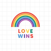 Rainbow template psd LGBTQ pride month with love wins text