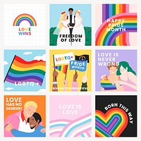 LGBTQ and pride month template psd set