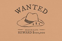 Vintage wanted presentation template psd with hand drawn elements in cowboy theme