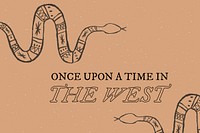 Doodle snake presentation template psd with editable text in muted brown, once upon the time in the west