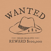 Vintage wanted social media template psd cowboy theme with editable text