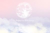 Aesthetic sky banner template psd in pastel style with editable text, enjoy the little things