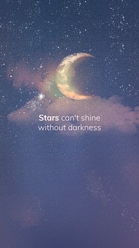 Night sky story template psd for social media with editable quote, stars can&rsquo;t shine without darkness