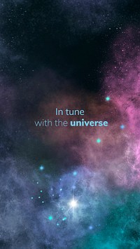 Galaxy story template psd for social media with shiny stars and editable text, in tune with the universe