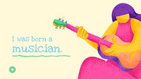 Musician banner template psd flat design with inspiring musical quote