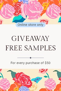 Spring floral giveaway template psd with colorful roses fashion ad banner