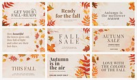 Autumn sell quote template psd set for blog banner