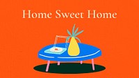 Home sweet home template psd for hand drawn interior banner