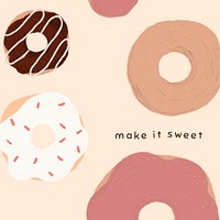 Cute donut template psd for social media post make it sweet