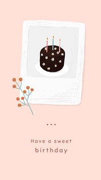 Cute birthday card template psd for social media story have a sweet birthday