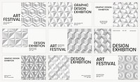 Art festival geometric template psd ad banner geometric modern style set