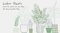 Hand drawn indoor plants psd template for blog banner