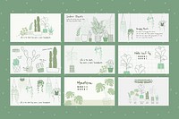 Houseplant botanical  template psd set for blog banner