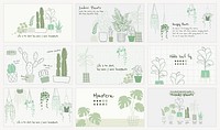 Houseplant botanical template psd set for blog banner