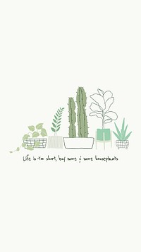 Cute plant lover quote doodle for social media