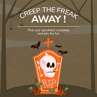 Social media post template psd, for Halloween celebration event advertisement