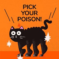 Social media post template psd, Halloween black cat