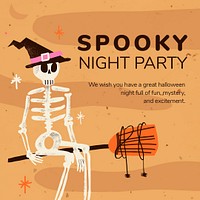 Social media post template psd, Halloween celebration event advertisement