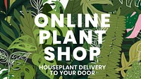 Blog banner template psd botanical background with online plant shop text