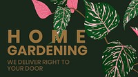 Blog banner template psd botanical background with home gardening text