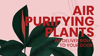 Blog banner template psd botanical background with air purifying plants text