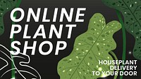 Blog banner template psd botanical background with online plant shop text