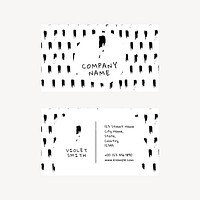 Business card editable template psd with ink brush pattern