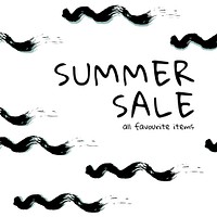 Editable sale template psd with ink brush pattern