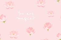 Beautiful floral banner template psd lotus illustration with inspirational quote