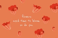 Beautiful floral banner template psd tulip illustration with inspirational quote