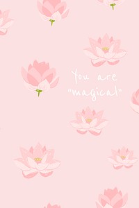 Feminine floral banner template psd lotus illustration with inspirational quote