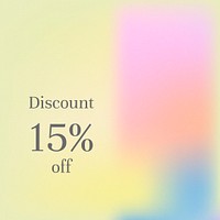 Discount 15% off sale psd banner gradient blur template