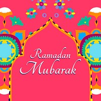 Ramadan Mubarak social template psd pink background