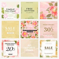 Flower Instagram ad template psd set