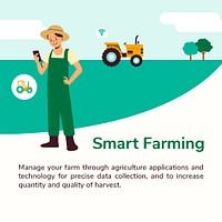 Smart farming editable social media template psd agricultural technology