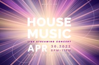 Editable banner template psd with light effect for live streaming concert in the new normal