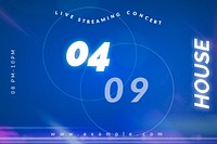 Editable banner template psd with light effect for live streaming concert in the new normal