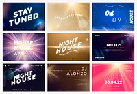 Editable banner templates psd with light effects for live streaming concert