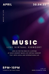 Editable anamorphic banner template psd for live streaming concert post