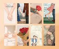 Romantic Valentine’s graphic templates psd mobile wallpaper collection