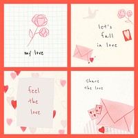 Romantic love psd template for social media post collection