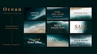 Aesthetic ocean SALE templates psd social media banners set