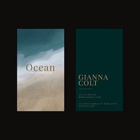 Business card editable templates psd ocean with black background