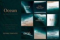 Ocean social media post template psd set