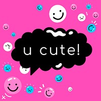 u cute typography psd in speech bubble social media template