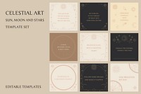 Celestial art psd editable template set