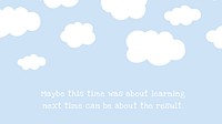 Editable banner template psd on clouds and blue sky background with inspirational text