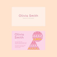 Name card template psd in soft pink color pattern
