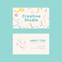 Name card template psd in memphis style pattern